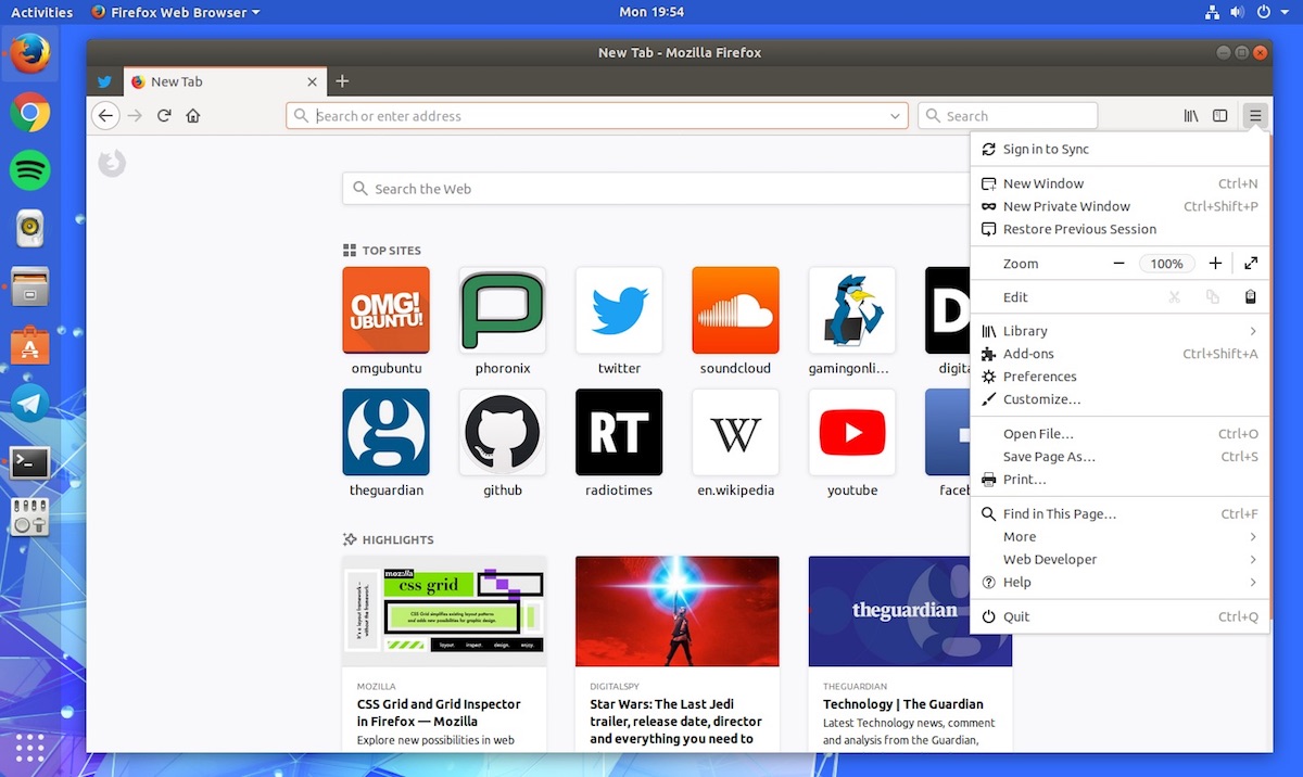 firefox quantum ubuntu screenshot