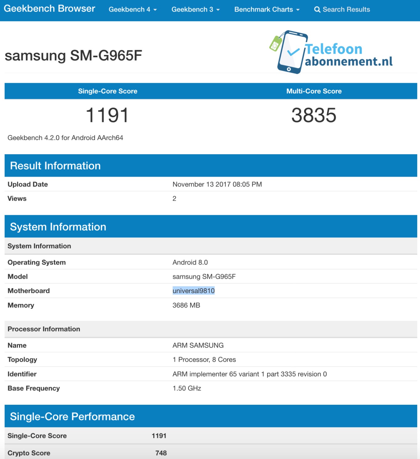 galaxy s9 specifications geekbench