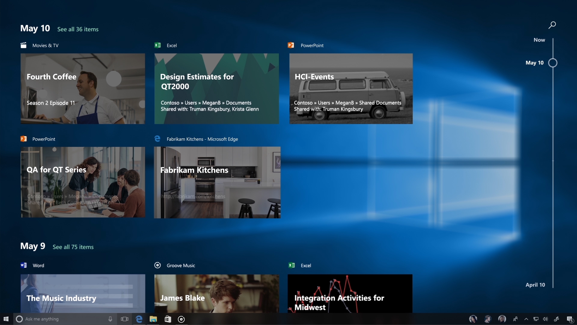 windows 10 timeline