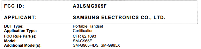 Samsung S9 FCC