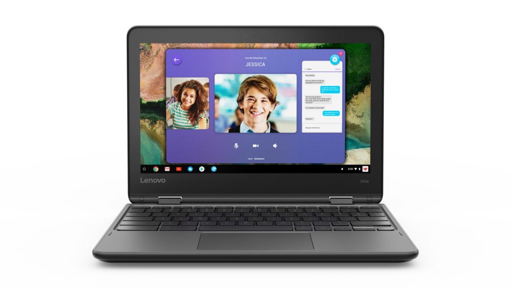 Voici les nouveaux ordinateurs portables Chrome OS et Windows de Lenovo 76 07 CHROMEBOOK 300e Hero Front forward facing Front Camera