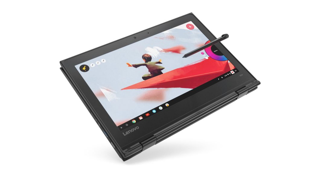 Voici les nouveaux ordinateurs portables Chrome OS et Windows de Lenovo 82 08 CHROMEBOOK 500e Tablet Hero with Pen