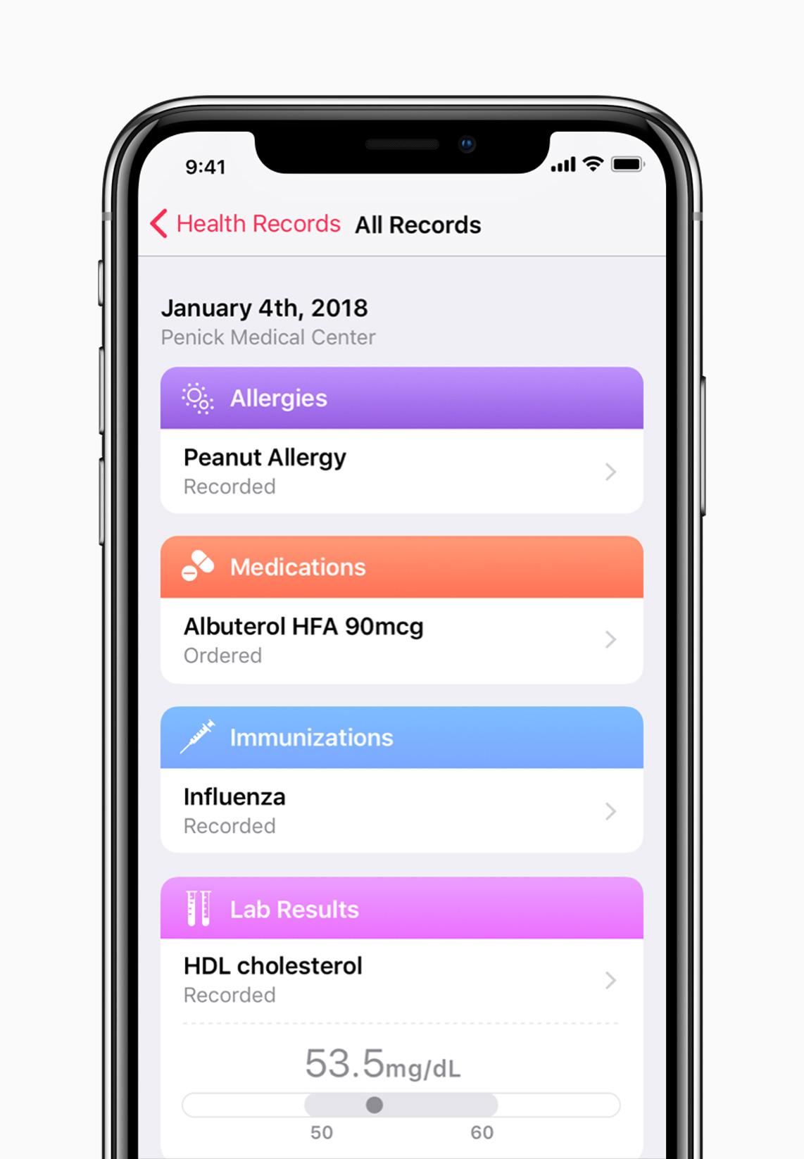 iPhone X Apple All Health Records Screen 01232018