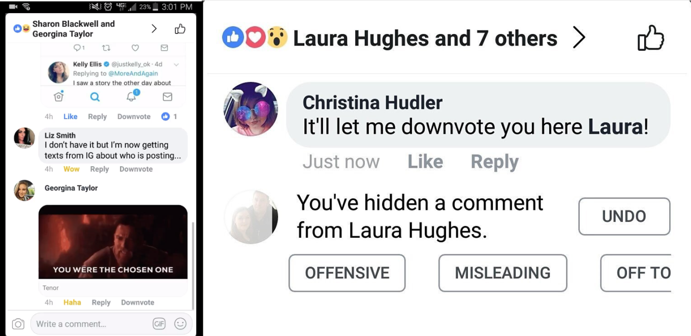 facebook downvote button result