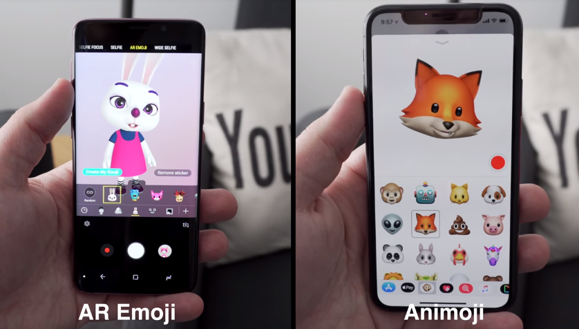Galaxy S9 AR Emoji vs iPhone X Animoji 1
