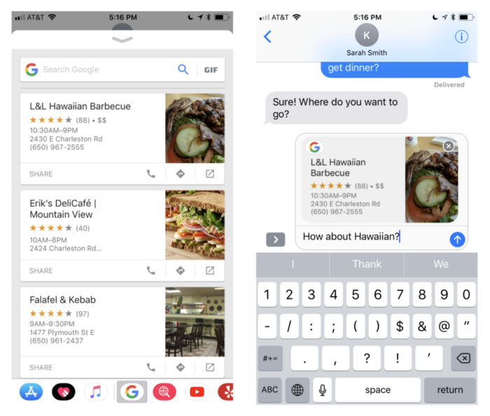 Les résultats de Google Recherche disponibles dans iMessage