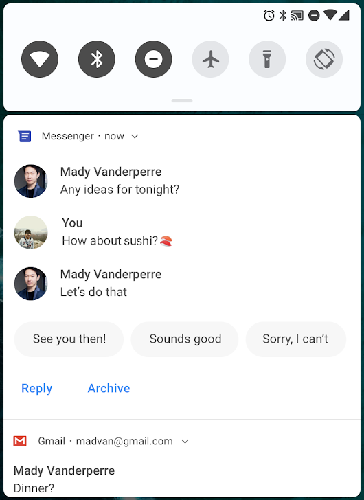 Smart Replies in MessagingStyle notifications