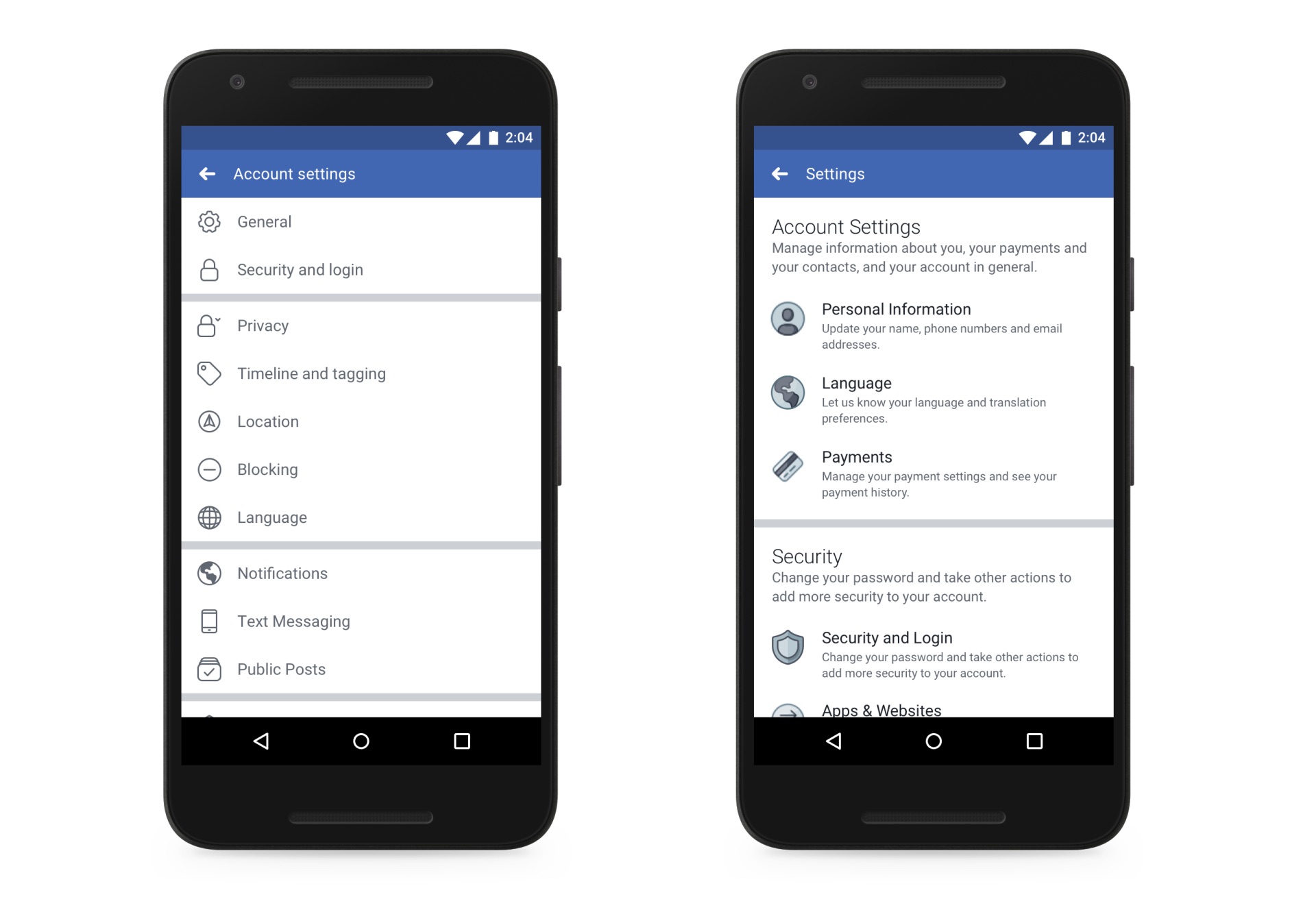 existing v redesign settings