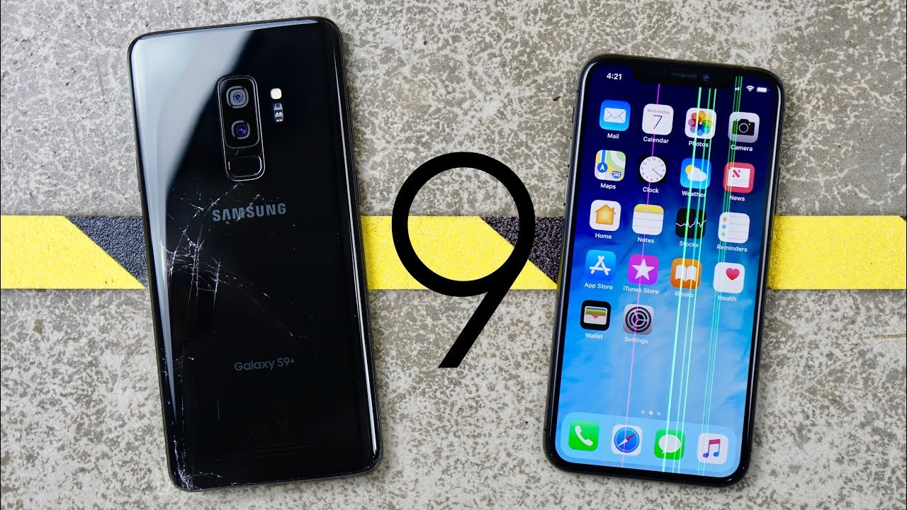 Galaxy S9 vs iPhone X : résultats de tests de chute