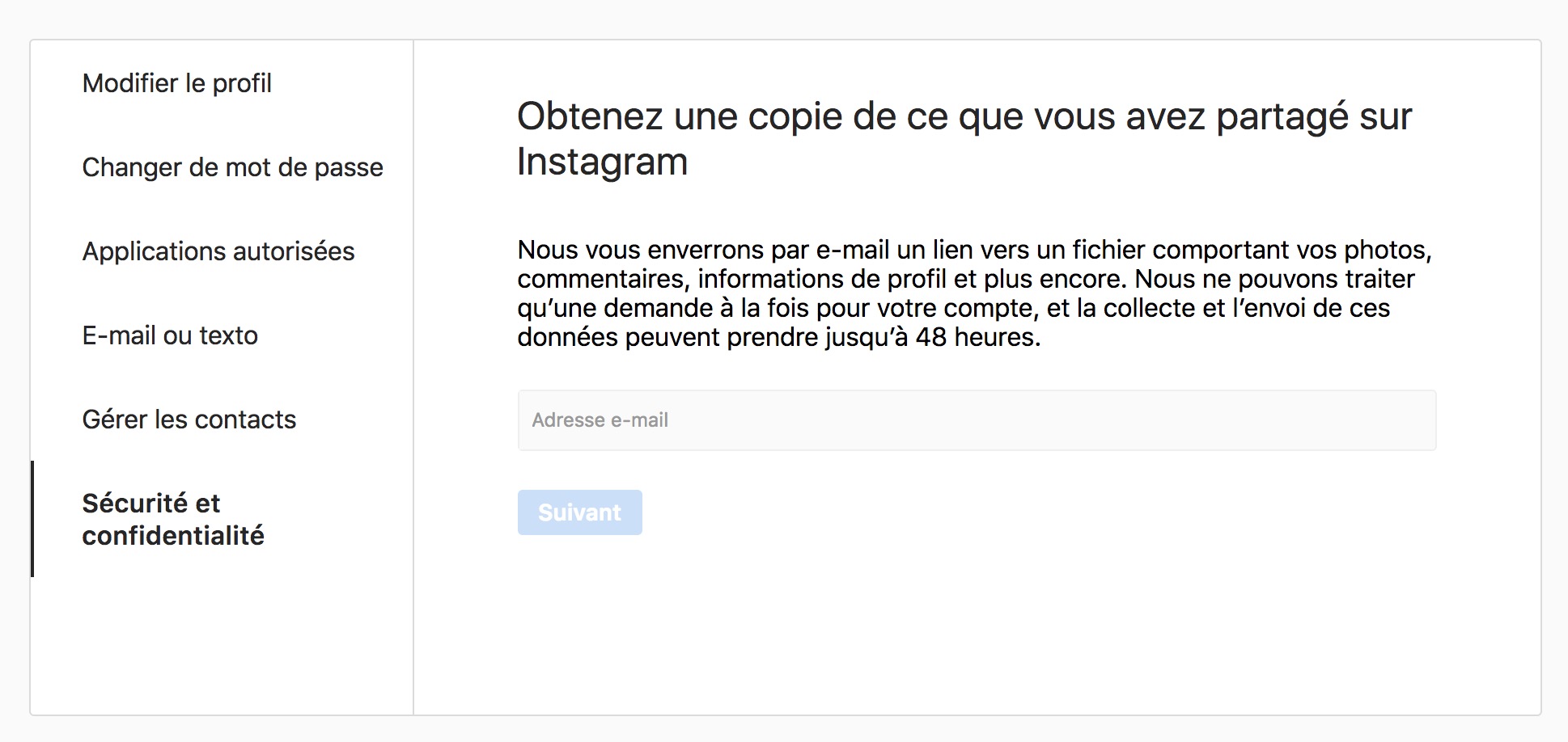 instagram propose outil telechargement donnees