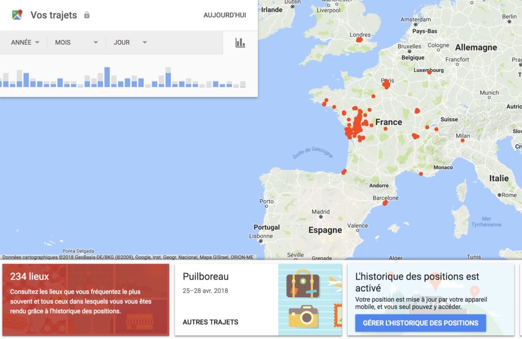 comment afficher et supprimer historique positions google maps 0