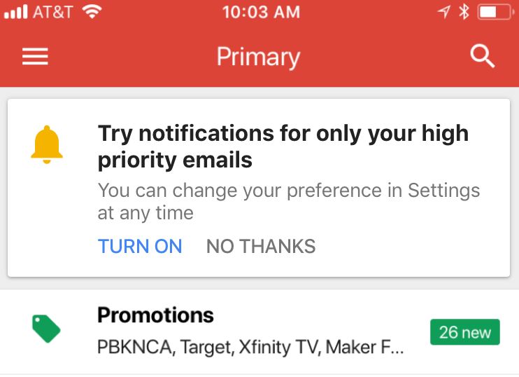 Gmail notifications high priority