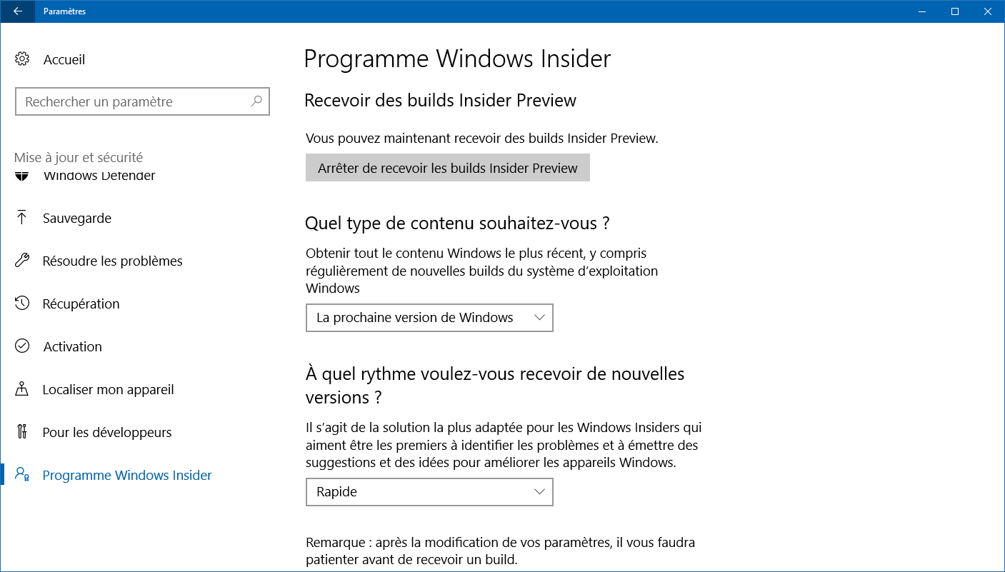 vous pouvez vous inscrire essayer builds windows 10 redstone 6