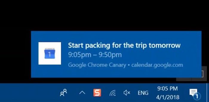 Chrome utilise désormais le centre de notifications de Windows 10