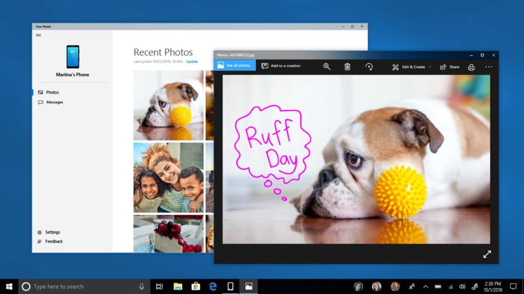 Microsoft Your Phone est disponible avec la version 1803 de Windows 10 53 apps.43973.13753891519397067.7cf1775b 0b0d 4247 92b5 e497904537ca