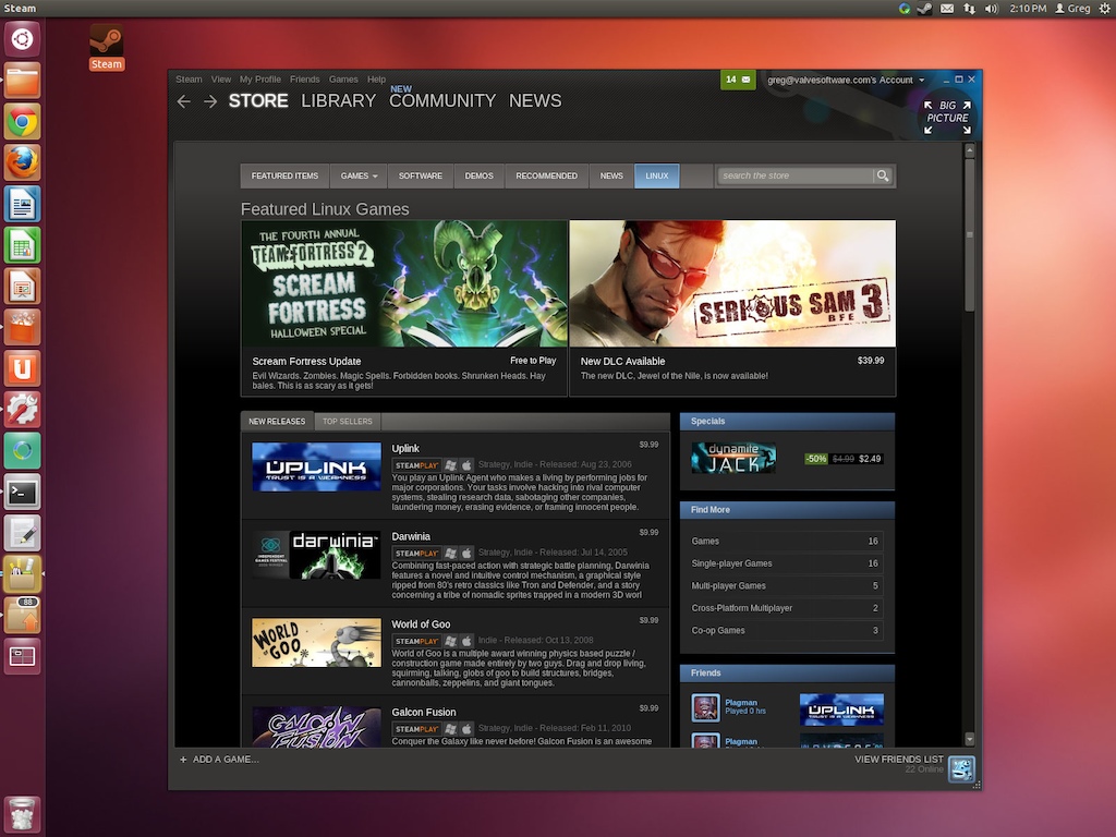 steam pour linux vous permet jouer jeux windows sur