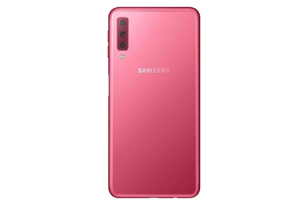 Galaxy A7 (2018) : une triple caméra, un capteur d'empreinte digitale sur le côté 55 SM A750F 002 Back Pink