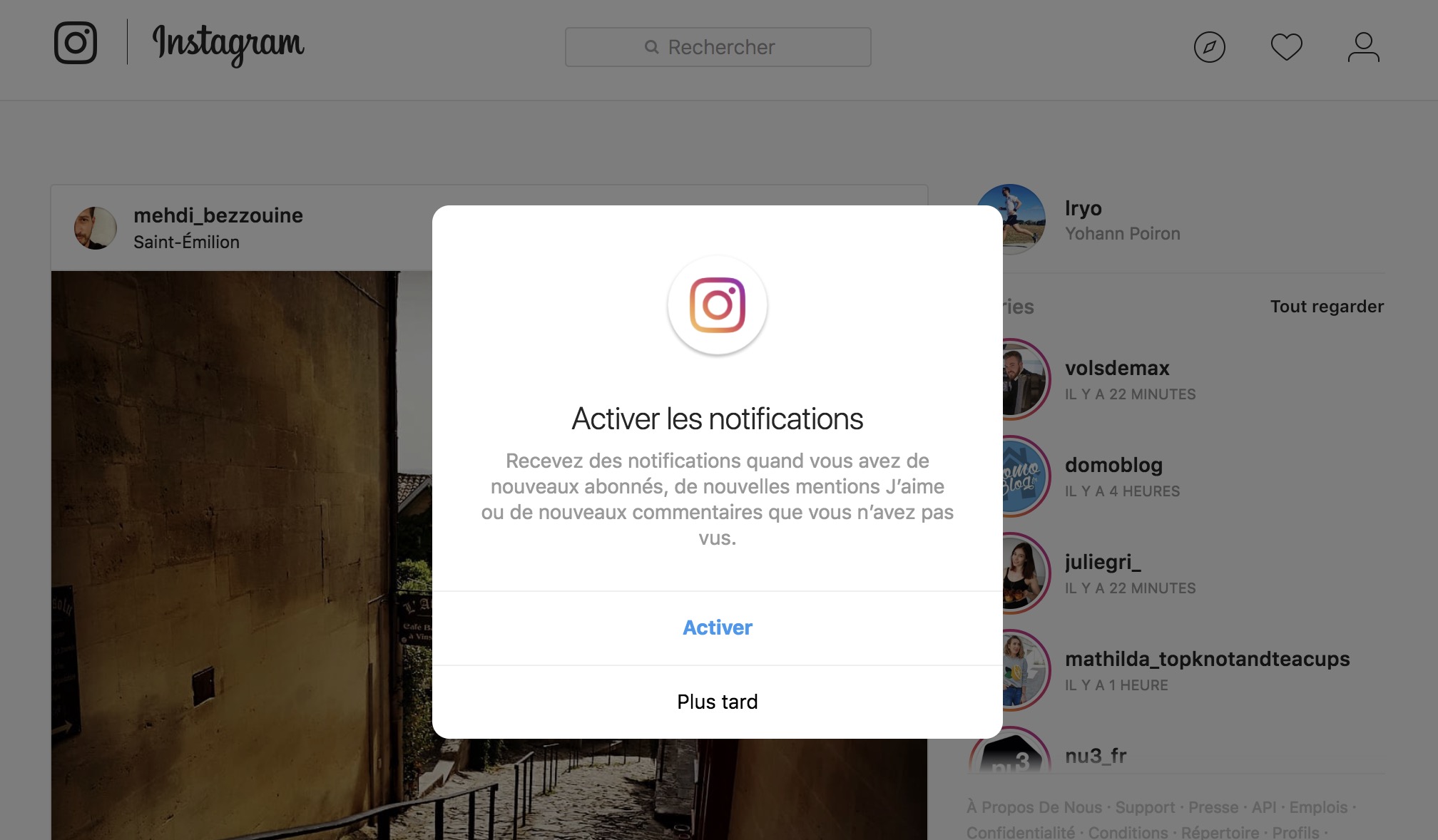 instagram apporte enfin notifications navigateur web
