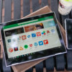 Pixelbook in tablet mode chromebook with phone and tea hero