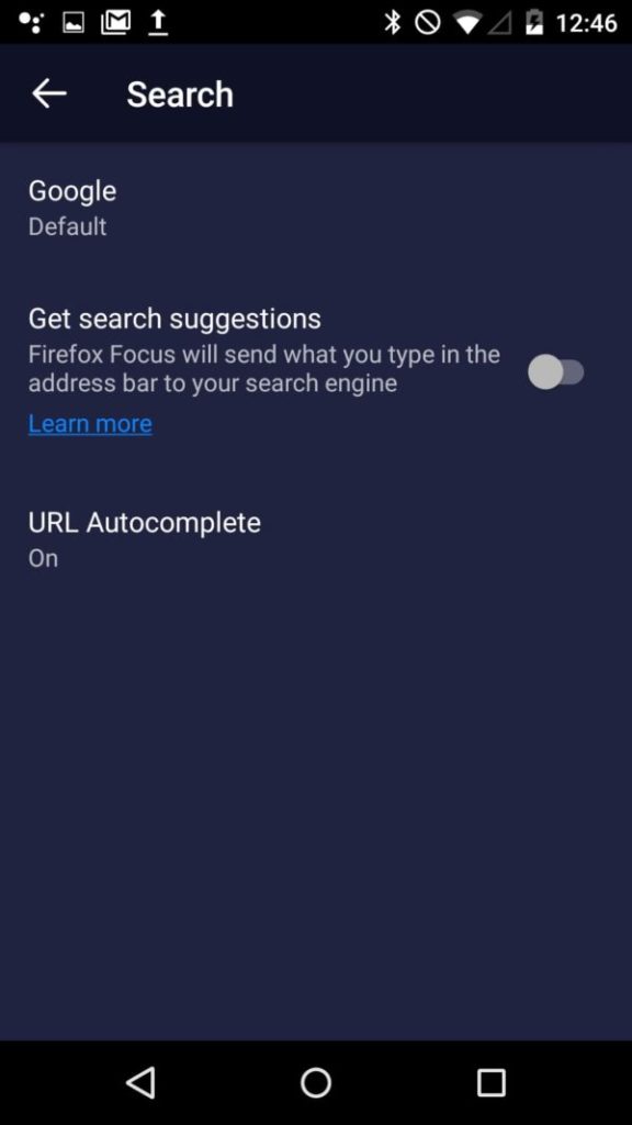 Firefox Focus se dote de nouvelles fonctionnalités et d'une nouvelle conception 56 SearchSuggestions MenuEN 600x1067