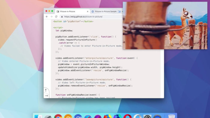 Chrome 70 propose désormais une fonction picture-in-picture par défaut