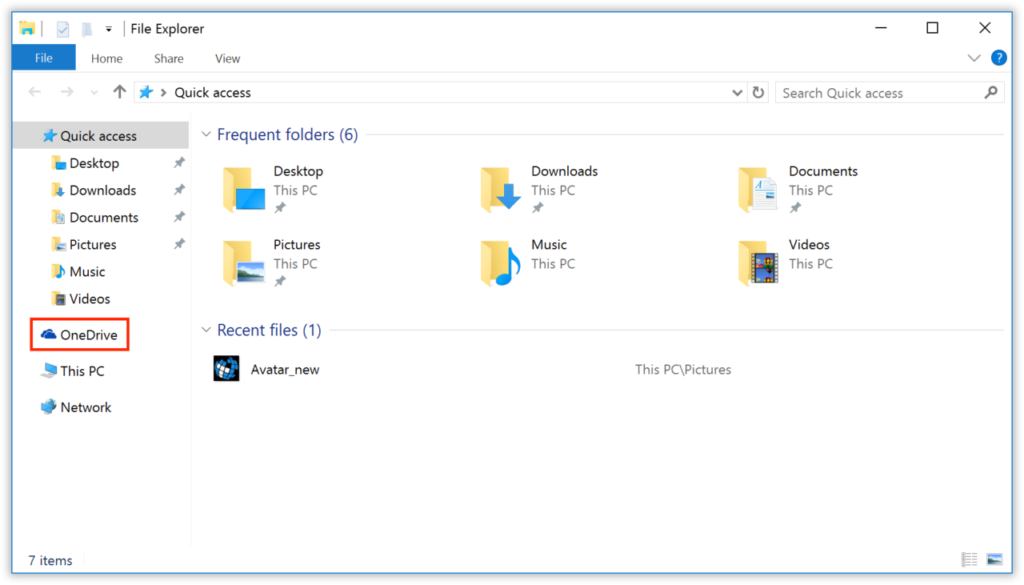 file explorer one drive sidebar