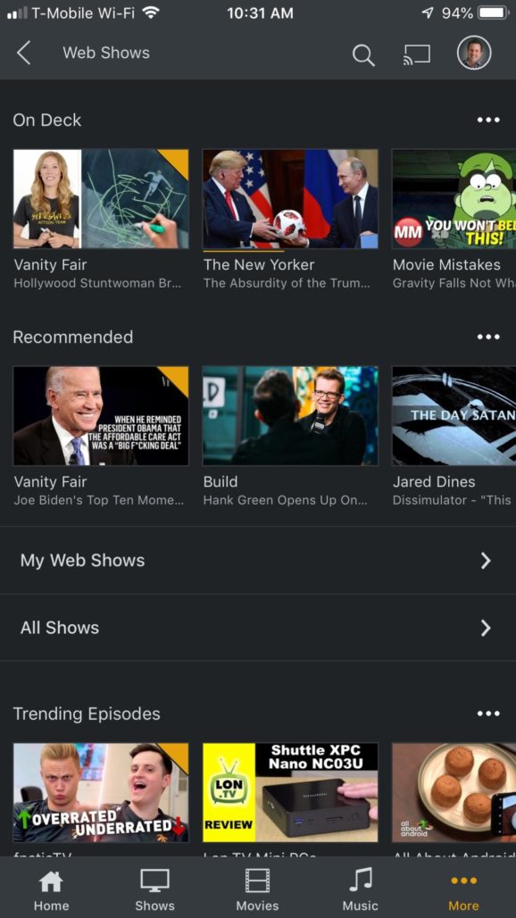 plex web shows ios iphone home