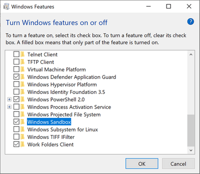 Optional Windows Features dlg