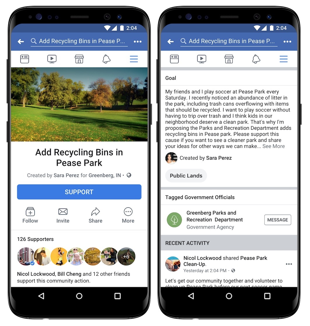 Les nouvelles actions communautaires de Facebook apporteront des pétitions 49 Facebook Community Actions Screenshot
