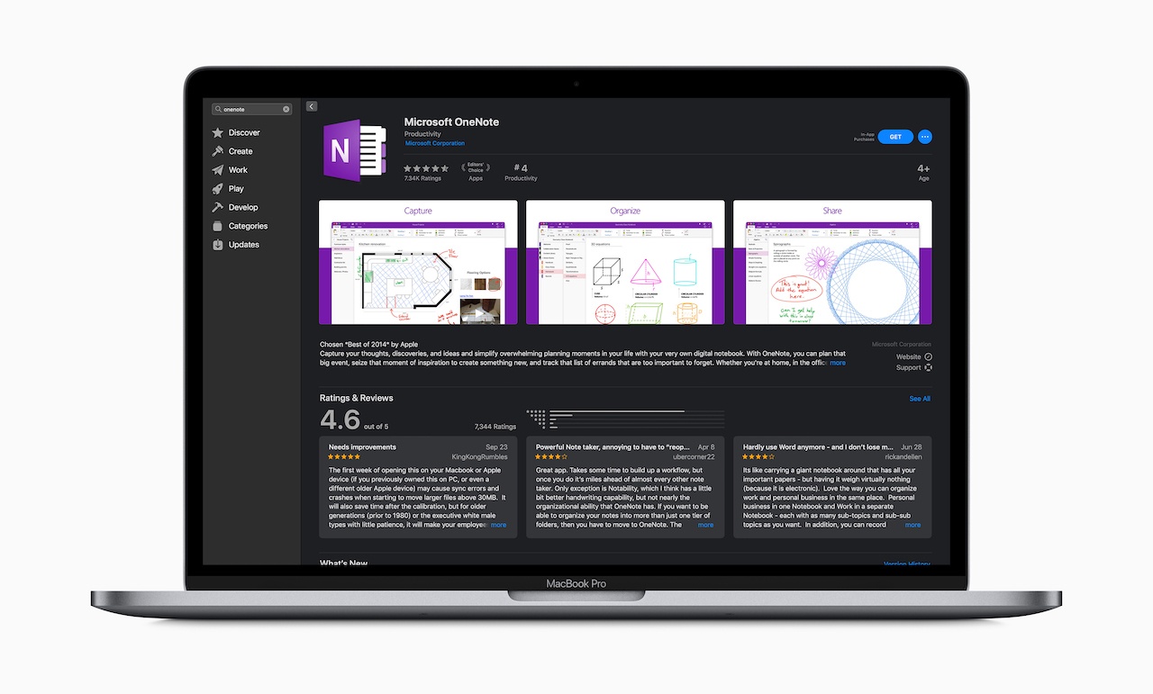 Office 365 now available OneNote mac app store screen 01242019