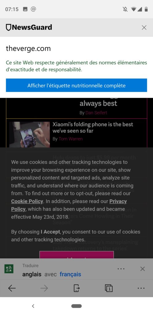 Microsoft Edge commence à signaler les fausses informations sur iOS et Android 53 Screenshot 20190124 071517