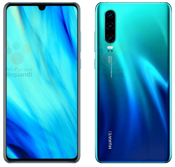 Le Huawei P30 Pro aurait quatre caméras à l'arrière, et une encoche en façade 50 Huawei P30 leak