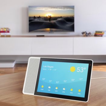 10 inch lenovo smart display showing the weather