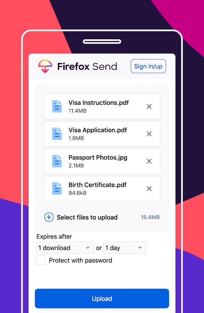 Le service de partage de fichiers Firefox Send disponible sur Android 55 Firefox Send Android 2