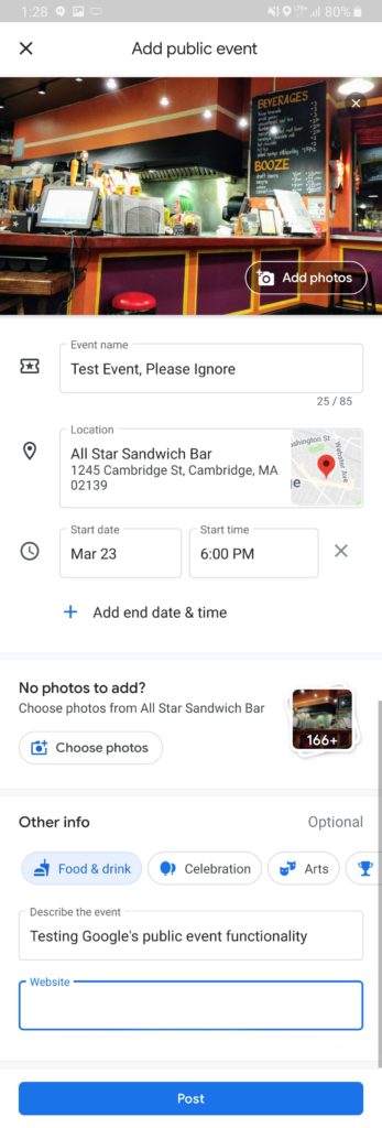 Google Maps sur Android permet d'ajouter des événements publics 53 Screenshot 20190323 132850 Maps