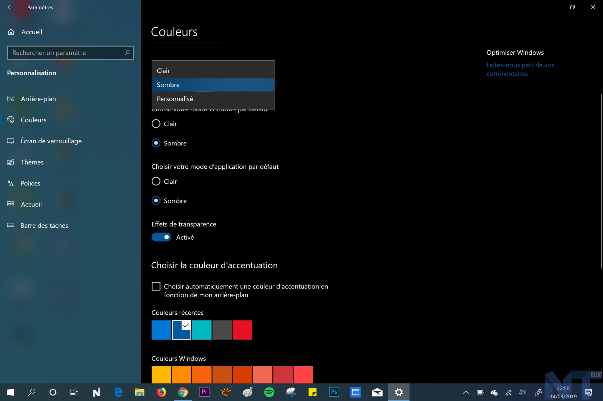 Windows 10 mode sombre 1