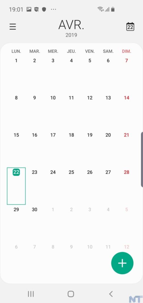 Test du Galaxy S10e : un puissant modèle compact 30 Galaxy S10e Screenshot 20190422 190144 Calendar