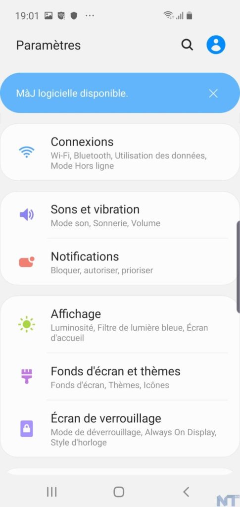 Test du Galaxy S10e : un puissant modèle compact 29 Galaxy S10e Screenshot 20190422 190155 Settings