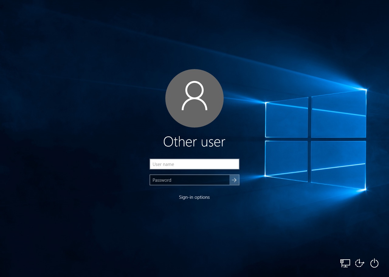 Windows 10 login screen without username