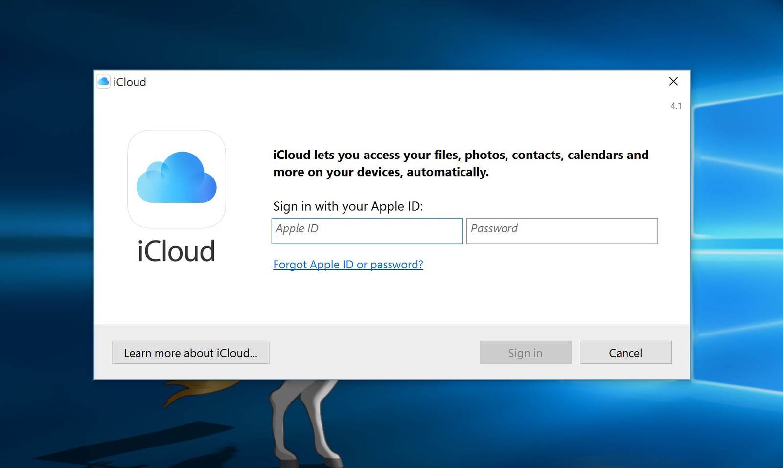 icloud windows signin