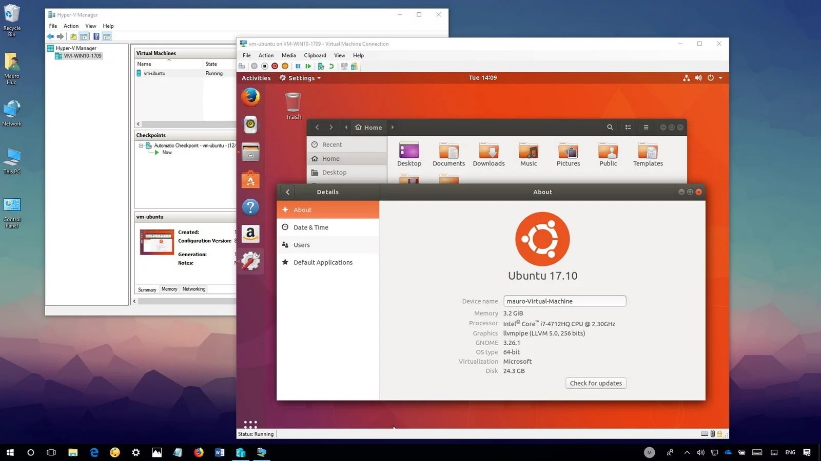 windows 10 hyperv ubuntu