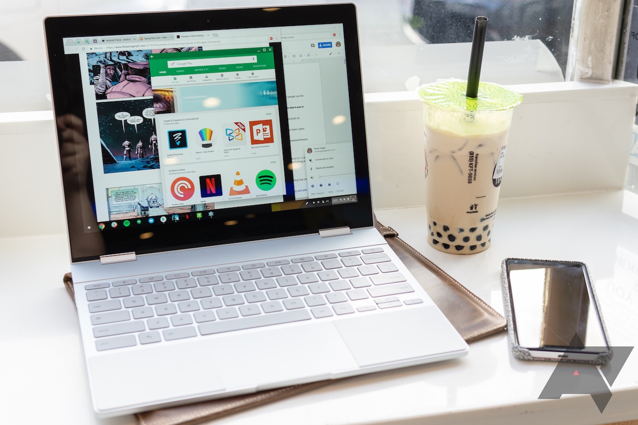 Pixelbook chromebook indoor portrait cafe bubble tea shop hero 1