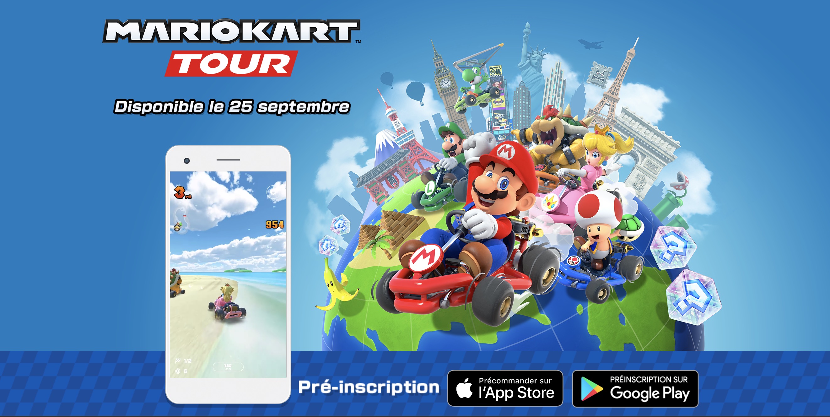 mario kart tour sera disponible 25 septembre