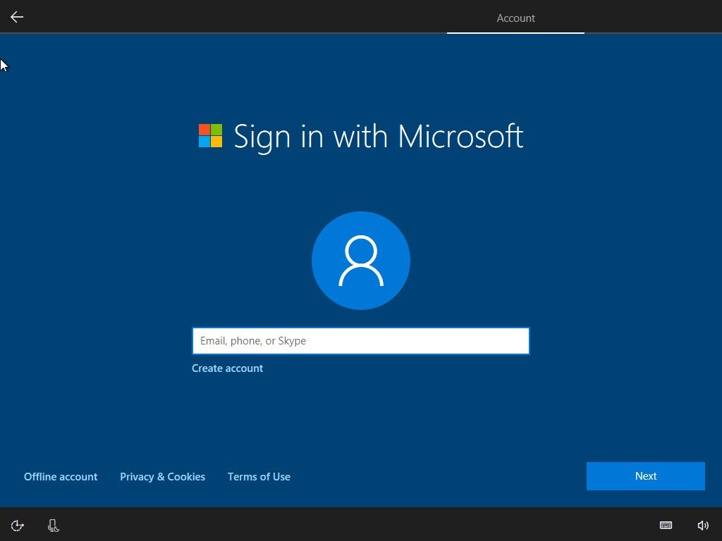 windows 10 account setup
