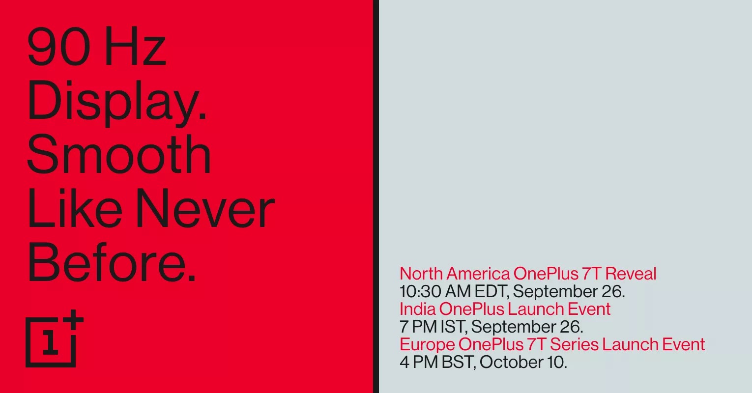 Le OnePlus 7T sera dévoilé le 26 septembre, et le 10 octobre en Europe