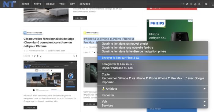 Chrome vous permet désormais d’envoyer des pages Web vers d’autres appareils