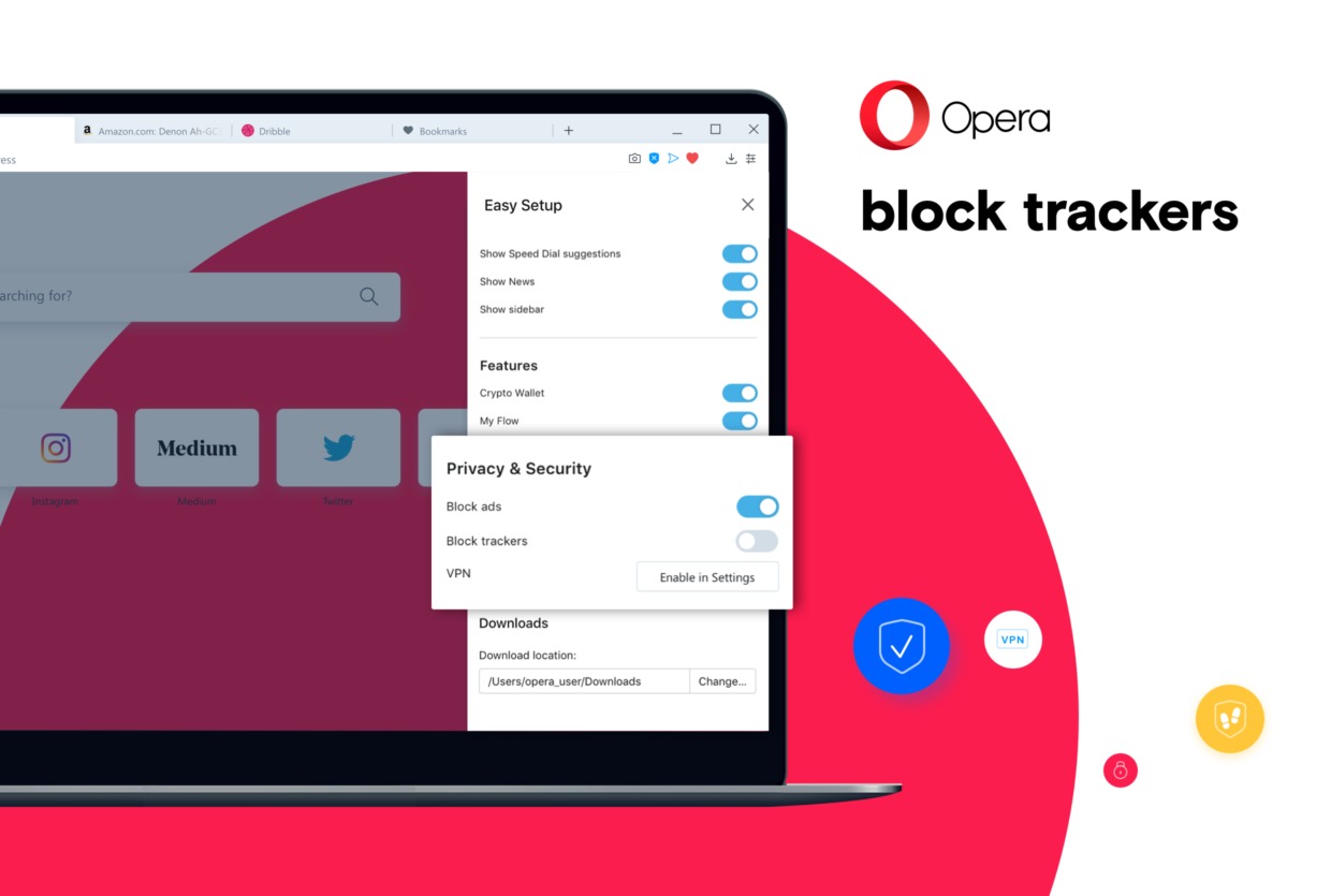 Le navigateur web de bureau Opera ajoute un bloqueur de traqueurs publicitaires