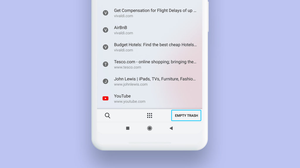 Vivaldi sur Android apporte des améliorations à l'interface utilisateur et la prise en charge de Chromebook 55 Empty Trash