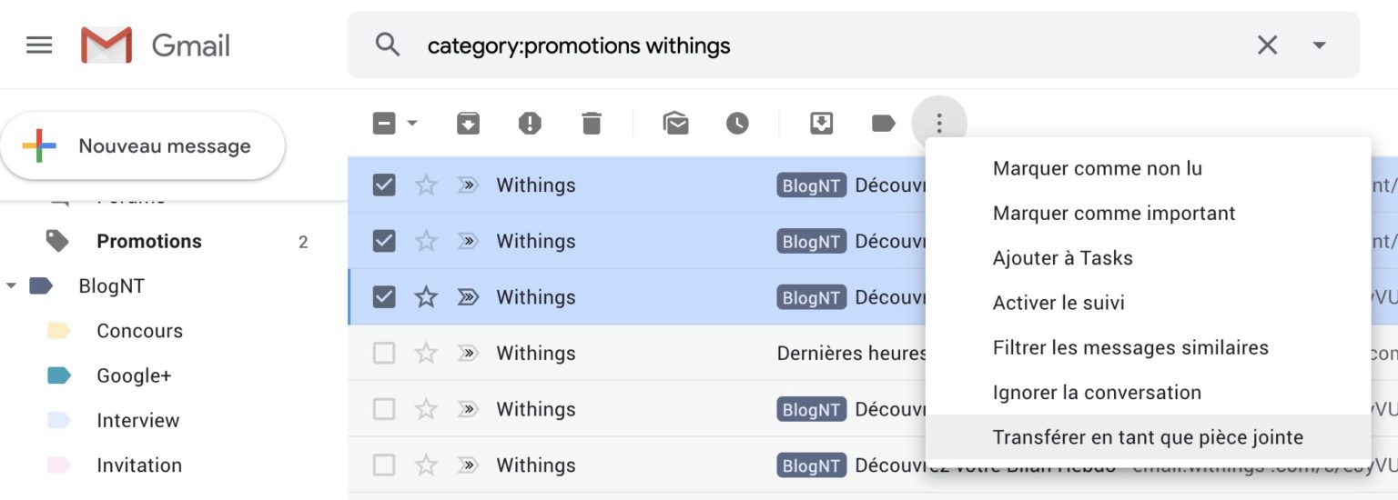 Comment joindre des emails à d'autres emails dans Gmail