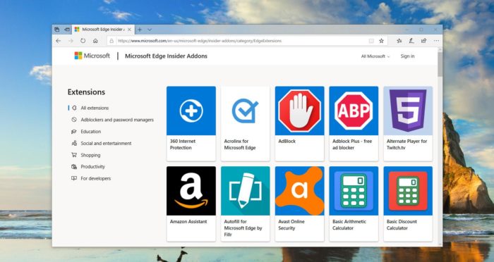 Microsoft ouvre sa boutique d’extensions pour Edge (Chromium)